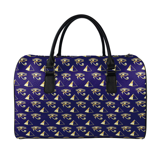 Egypt Eye Of Horus Pattern Print Leather Duffle Bag