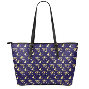 Egypt Eye Of Horus Pattern Print Leather Tote Bag