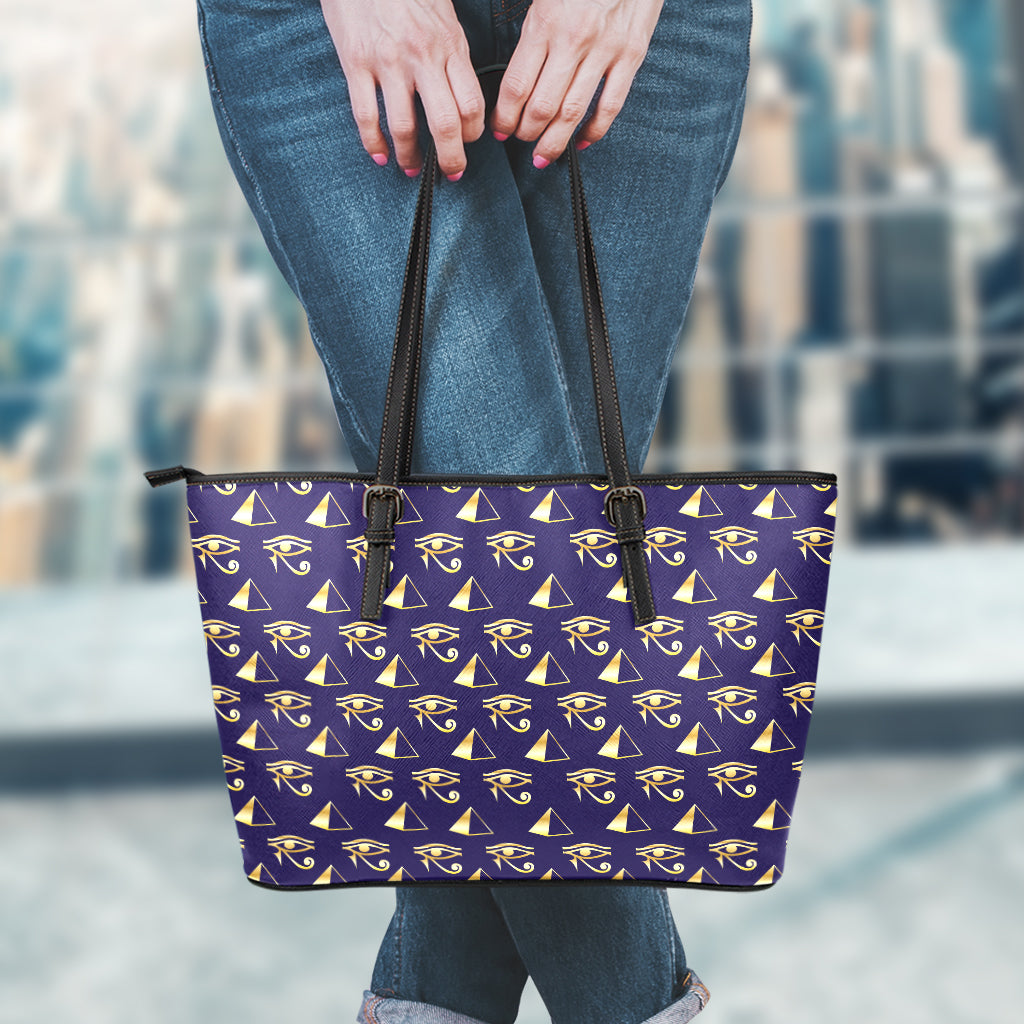 Egypt Eye Of Horus Pattern Print Leather Tote Bag