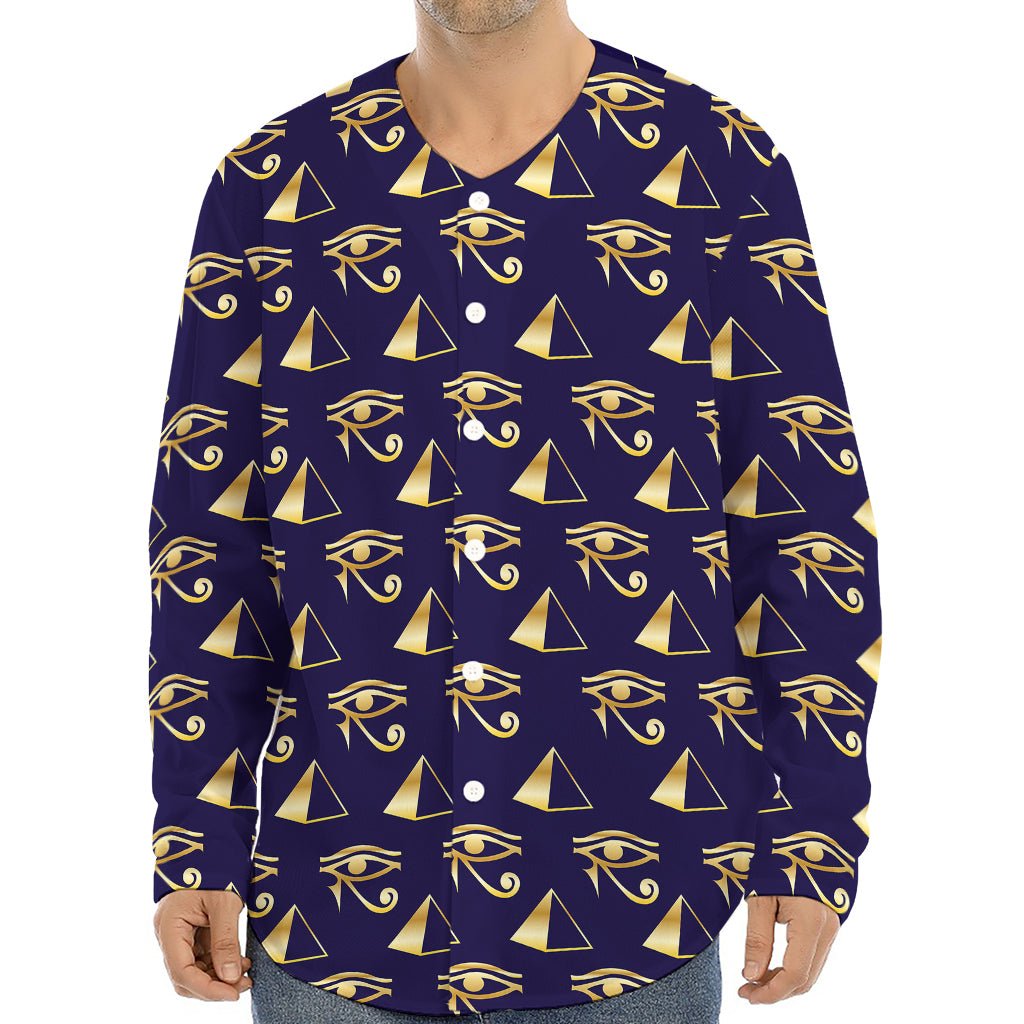 Egypt Eye Of Horus Pattern Print Long Sleeve Baseball Jersey