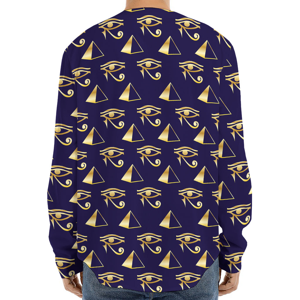 Egypt Eye Of Horus Pattern Print Long Sleeve Baseball Jersey