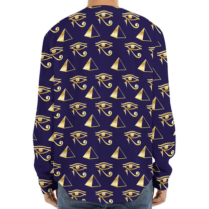 Egypt Eye Of Horus Pattern Print Long Sleeve Baseball Jersey