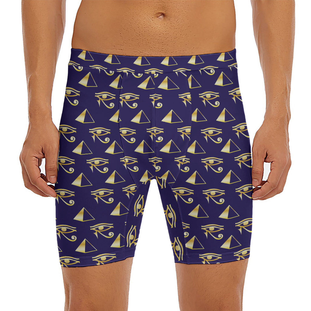 Egypt Eye Of Horus Pattern Print Men's Long Boxer Briefs