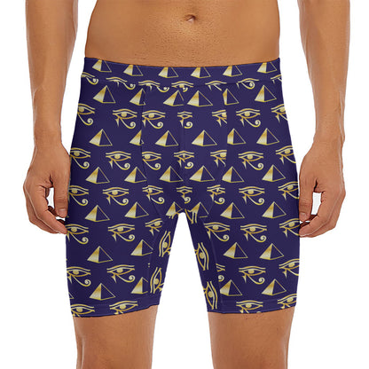 Egypt Eye Of Horus Pattern Print Men's Long Boxer Briefs
