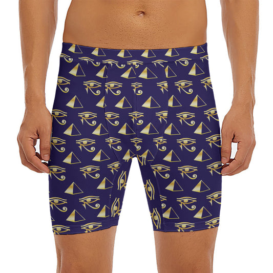 Egypt Eye Of Horus Pattern Print Men's Long Boxer Briefs
