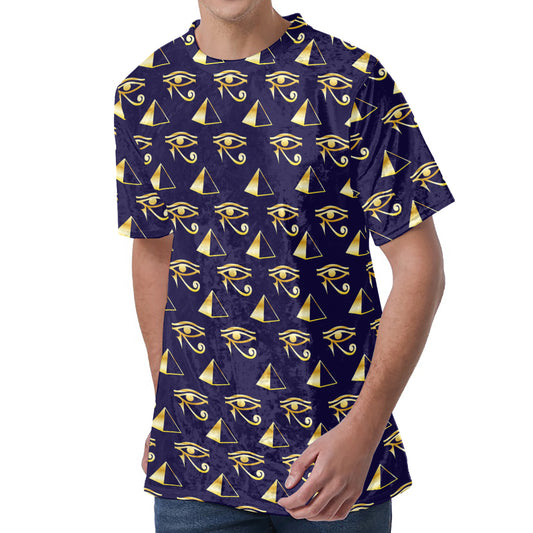 Egypt Eye Of Horus Pattern Print Men's Velvet T-Shirt