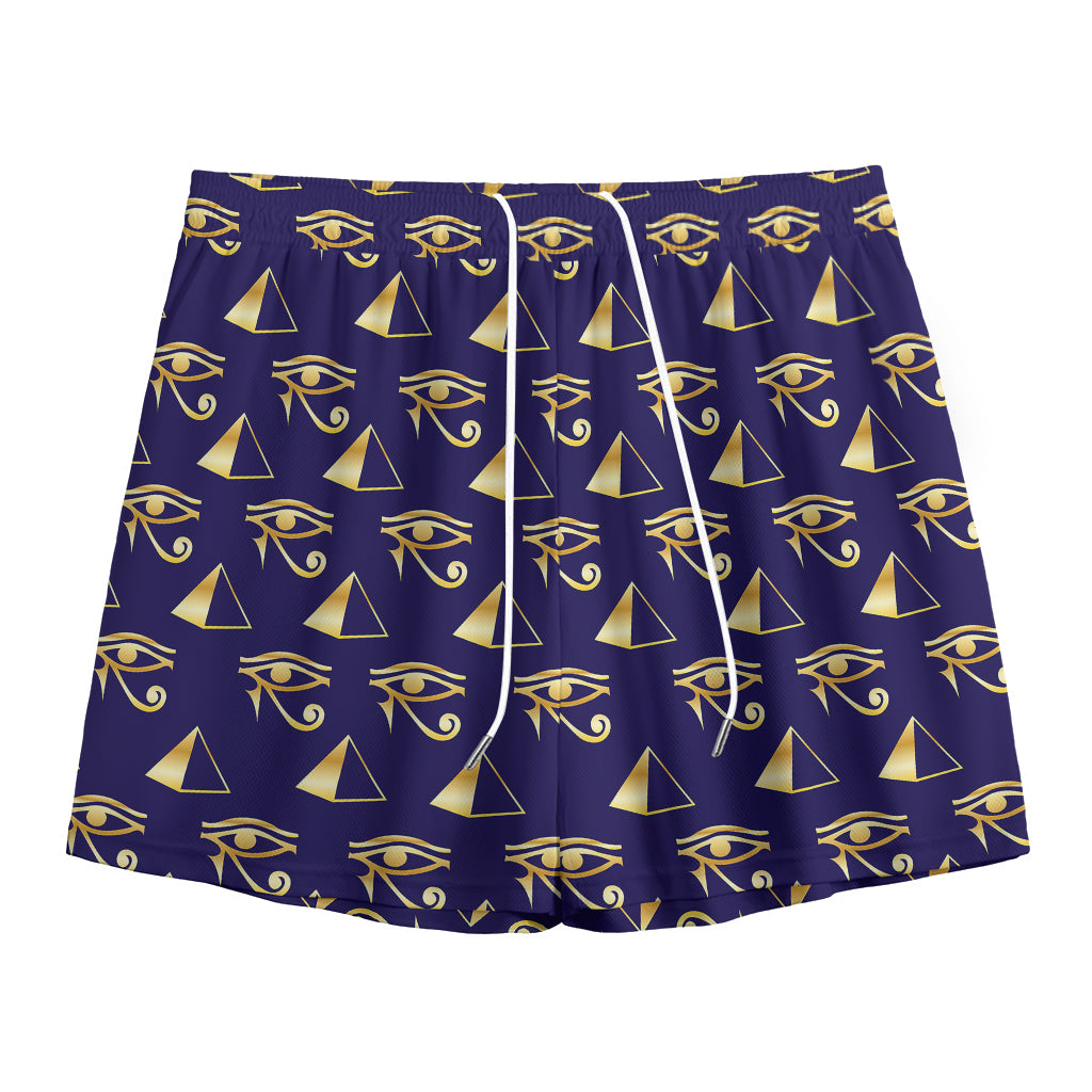 Egypt Eye Of Horus Pattern Print Mesh Shorts