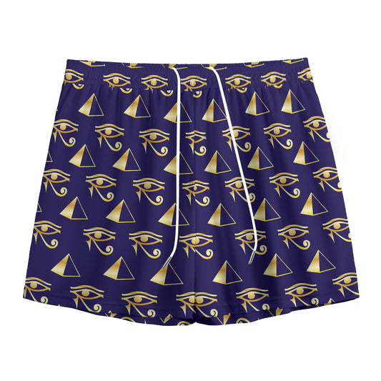 Egypt Eye Of Horus Pattern Print Mesh Shorts