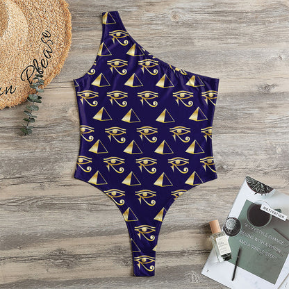 Egypt Eye Of Horus Pattern Print One Shoulder Bodysuit