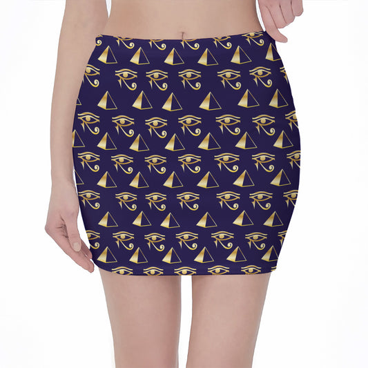 Egypt Eye Of Horus Pattern Print Pencil Mini Skirt