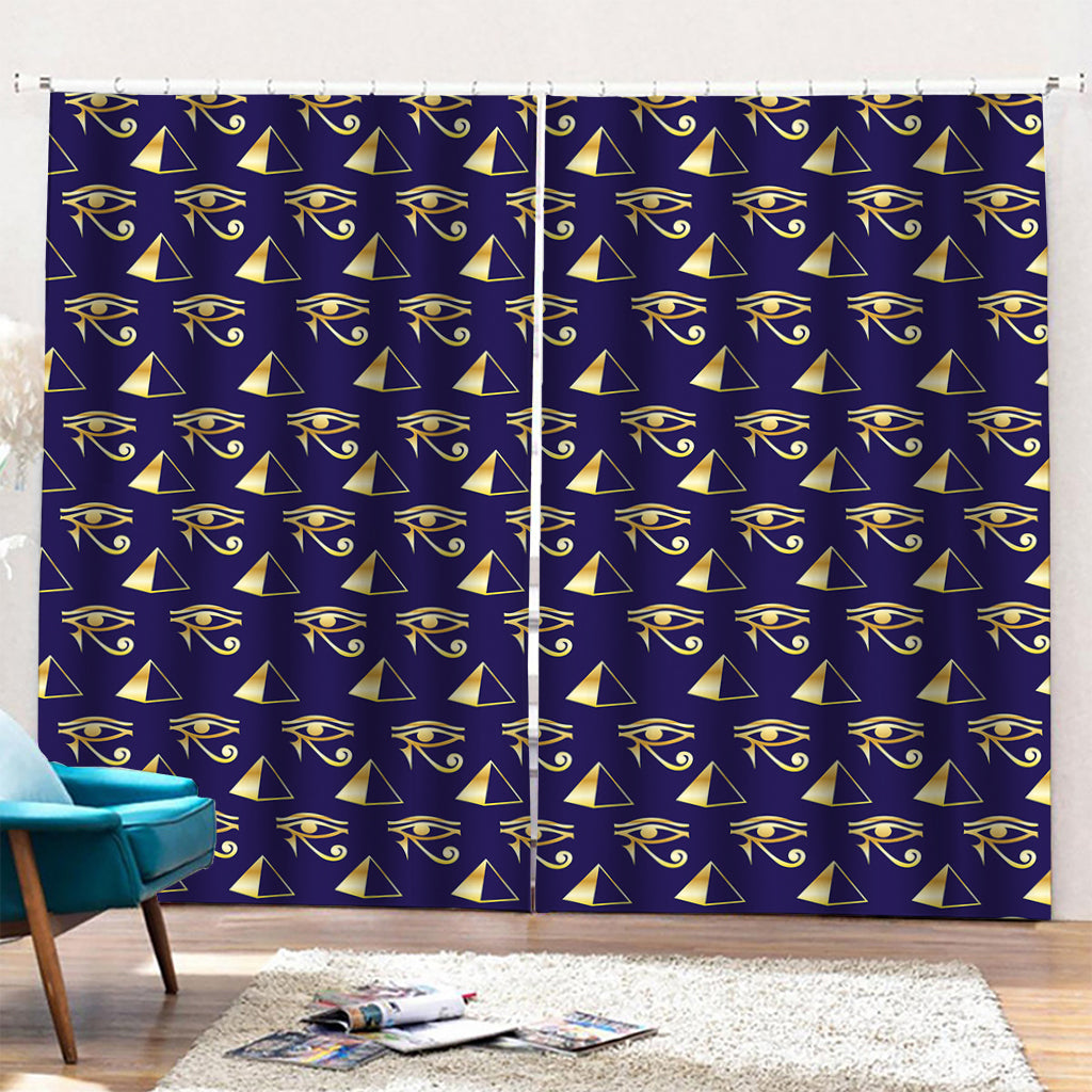 Egypt Eye Of Horus Pattern Print Pencil Pleat Curtains