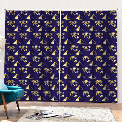 Egypt Eye Of Horus Pattern Print Pencil Pleat Curtains