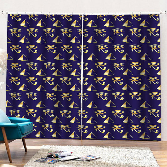 Egypt Eye Of Horus Pattern Print Pencil Pleat Curtains