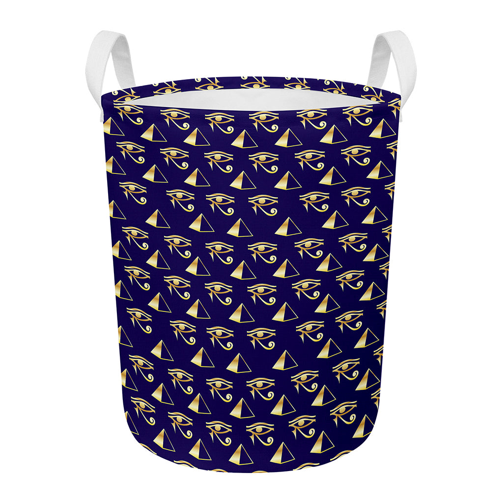 Egypt Eye Of Horus Pattern Print Round Laundry Basket