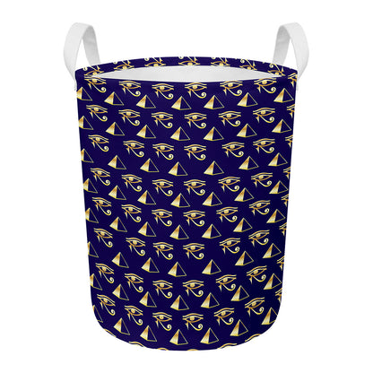 Egypt Eye Of Horus Pattern Print Round Laundry Basket