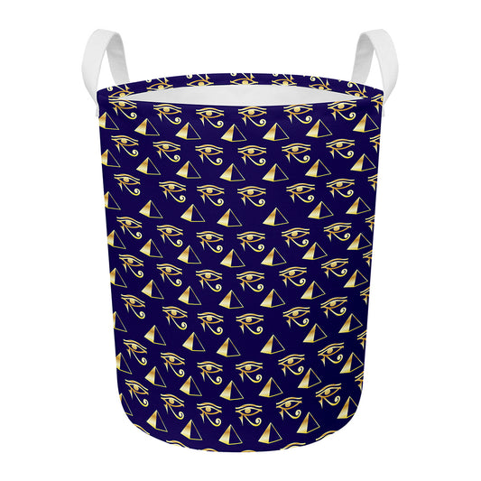 Egypt Eye Of Horus Pattern Print Round Laundry Basket