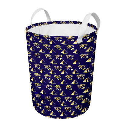 Egypt Eye Of Horus Pattern Print Round Laundry Basket