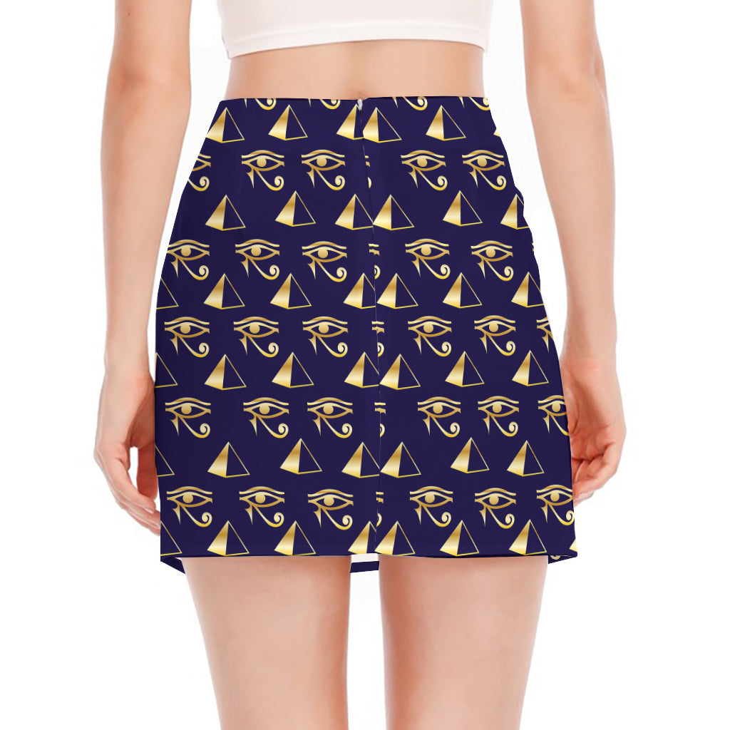 Egypt Eye Of Horus Pattern Print Side Slit Mini Skirt