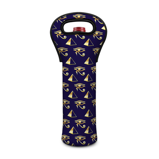 Egypt Eye Of Horus Pattern Print Single Neoprene Wine Tote