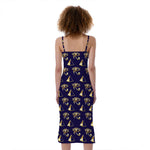 Egypt Eye Of Horus Pattern Print Slim Fit Midi Cami Dress