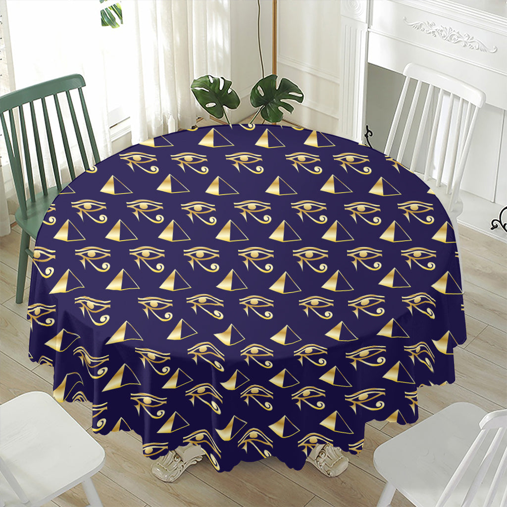 Egypt Eye Of Horus Pattern Print Waterproof Round Tablecloth