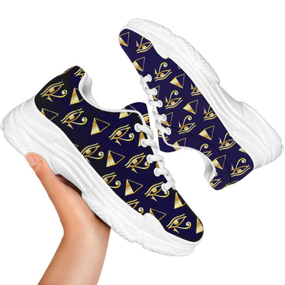 Egypt Eye Of Horus Pattern Print White Chunky Shoes