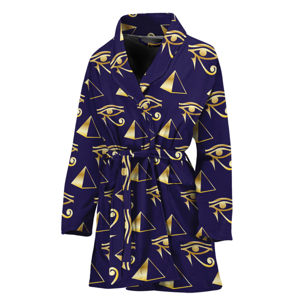 Egypt Eye Of Horus Pattern Print Women's Bathrobe