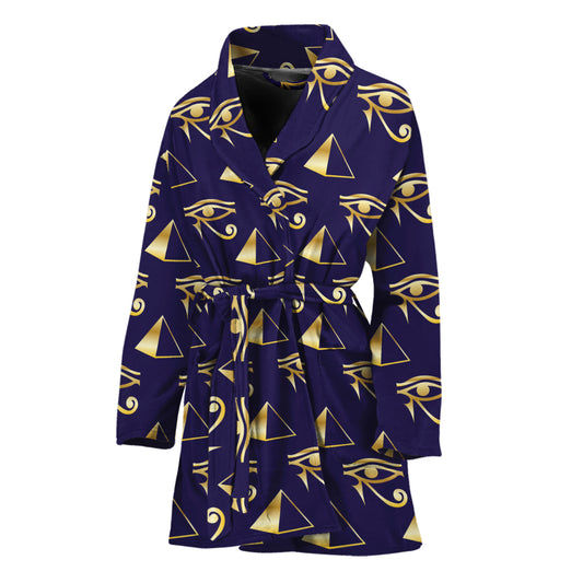 Egypt Eye Of Horus Pattern Print Women's Bathrobe