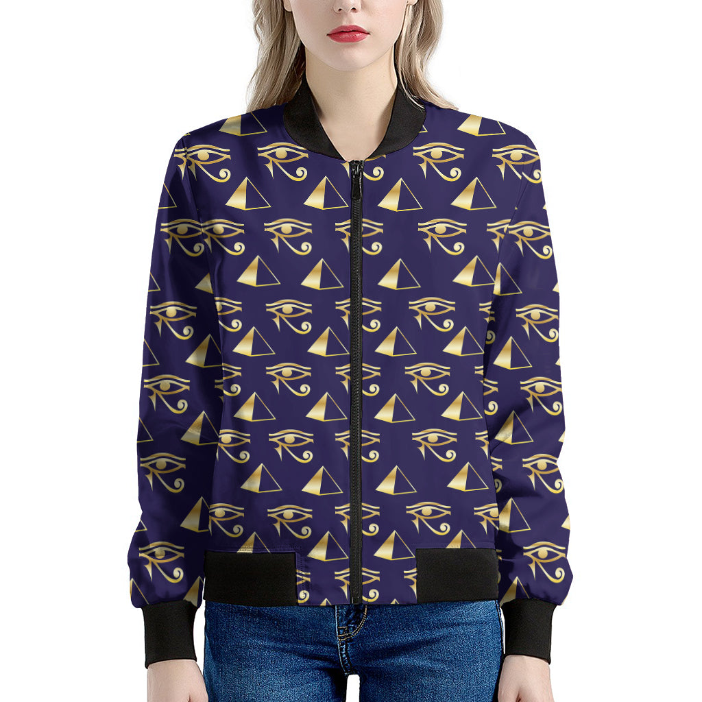 Egypt Eye Of Horus Pattern Print Women's Bomber Jacket