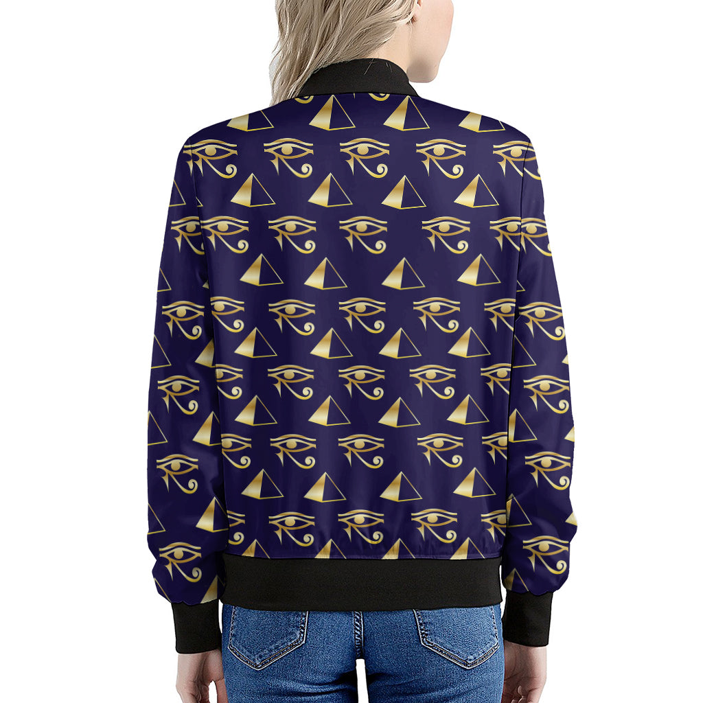 Egypt Eye Of Horus Pattern Print Women's Bomber Jacket