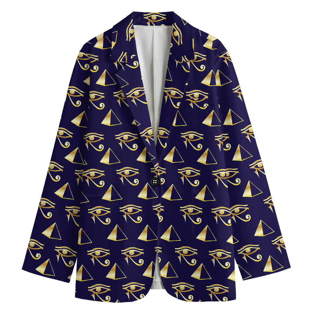 Egypt Eye Of Horus Pattern Print Women's Cotton Blazer
