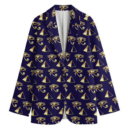 Egypt Eye Of Horus Pattern Print Women's Cotton Blazer