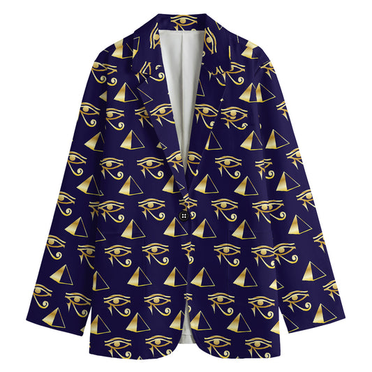 Egypt Eye Of Horus Pattern Print Women's Cotton Blazer