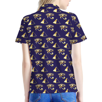 Egypt Eye Of Horus Pattern Print Women's Polo Shirt