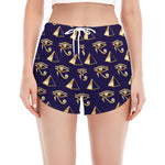 Egypt Eye Of Horus Pattern Print Women's Split Running Shorts