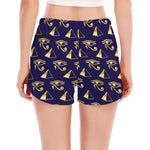 Egypt Eye Of Horus Pattern Print Women's Split Running Shorts