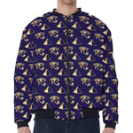 Egypt Eye Of Horus Pattern Print Zip Sleeve Bomber Jacket