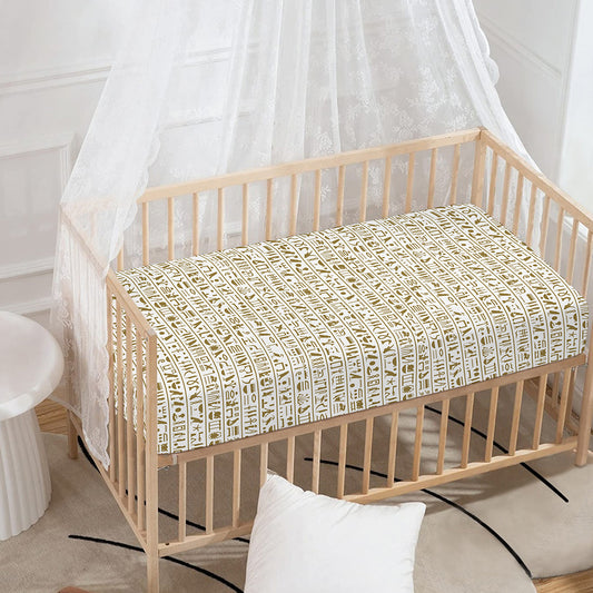Egypt Hieroglyphs Pattern Print Baby Crib Sheet