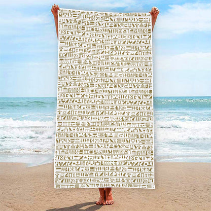 Egypt Hieroglyphs Pattern Print Beach Towel