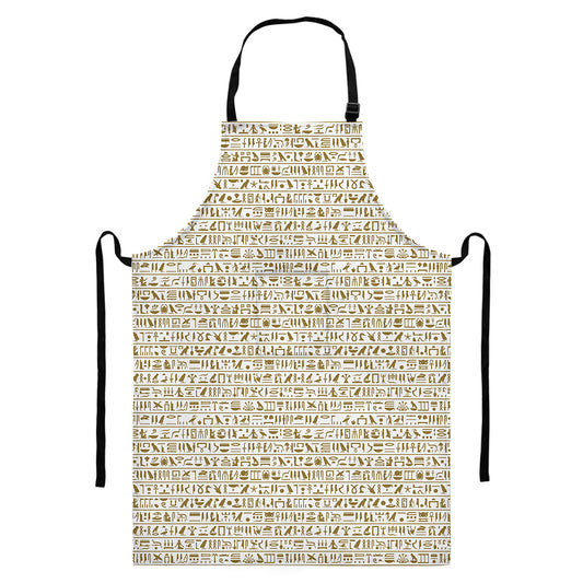 Egypt Hieroglyphs Pattern Print Bib Apron With Pocket