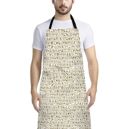 Egypt Hieroglyphs Pattern Print Bib Apron With Pocket