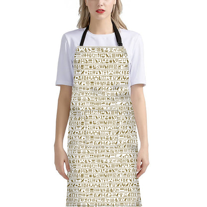 Egypt Hieroglyphs Pattern Print Bib Apron With Pocket