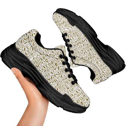 Egypt Hieroglyphs Pattern Print Black Chunky Shoes