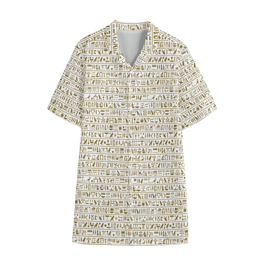 Egypt Hieroglyphs Pattern Print Cotton Hawaiian Shirt