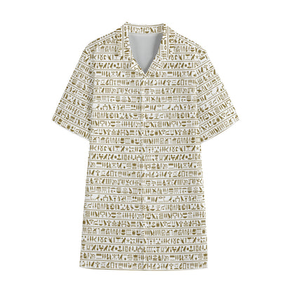 Egypt Hieroglyphs Pattern Print Cotton Hawaiian Shirt