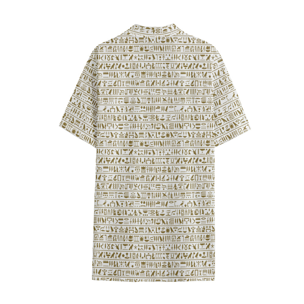 Egypt Hieroglyphs Pattern Print Cotton Hawaiian Shirt