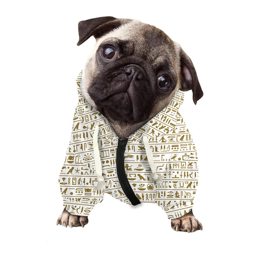 Egypt Hieroglyphs Pattern Print Dog Zip Up Hoodie