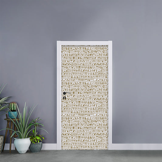 Egypt Hieroglyphs Pattern Print Door Sticker