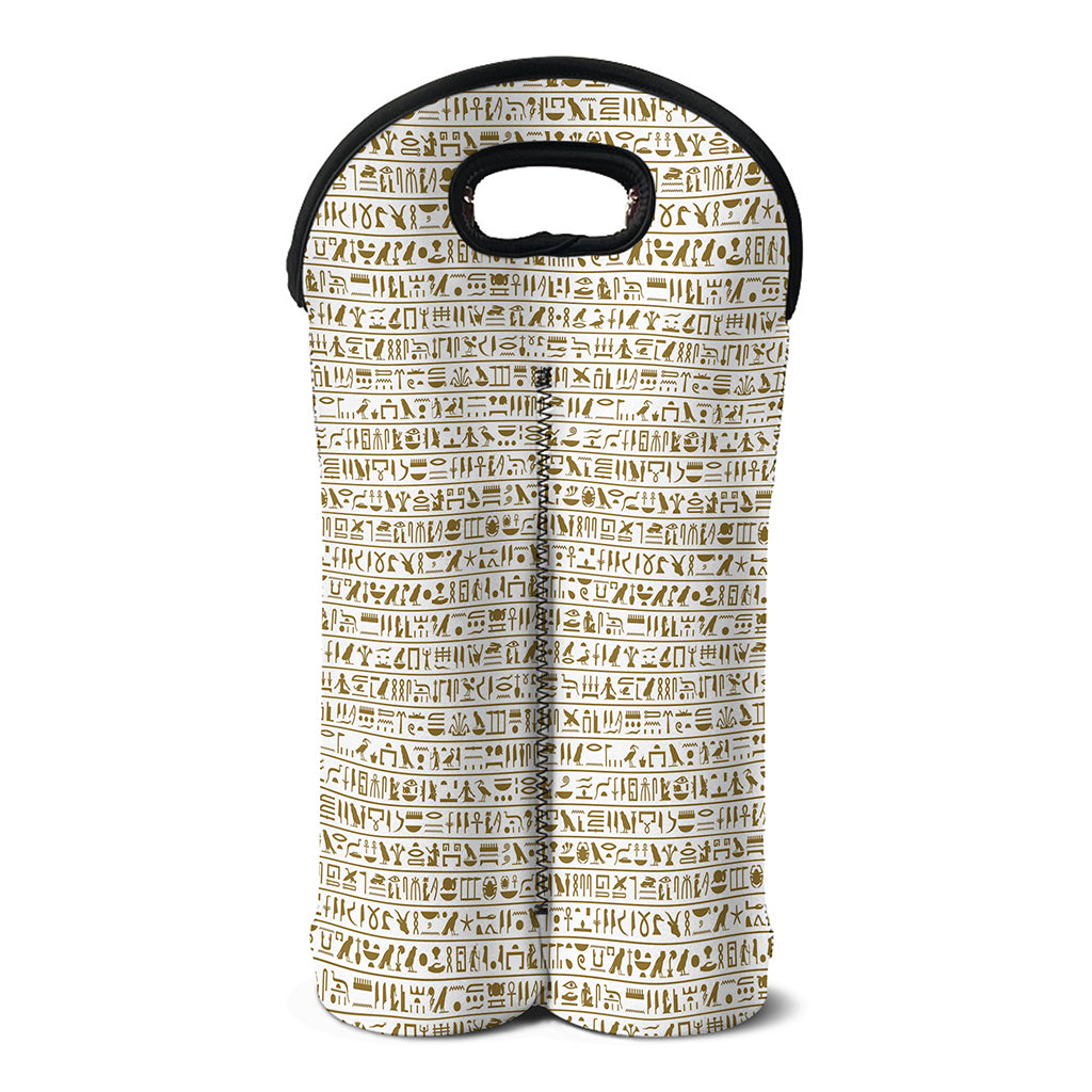Egypt Hieroglyphs Pattern Print Double Neoprene Wine Tote