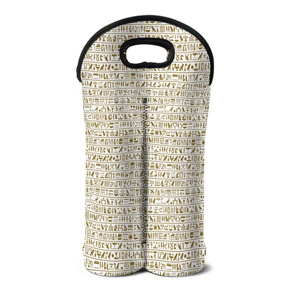 Egypt Hieroglyphs Pattern Print Double Neoprene Wine Tote